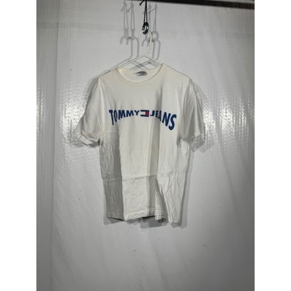 VTG 90s Tommy Hilfiger Jeans White T-Shirt Arch Logo USA Made XL Single Stitch